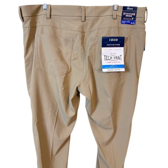 Izod Advantage Performance Tech Pants 40x30 NWT Khaki - Picture 7 of 9
